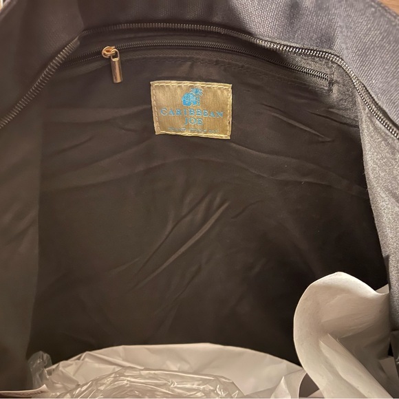 Carribean Joe Island Supply Co. Beautiful Flamingo Black Tote Bag w/ pockets. - Picture 5 of 8